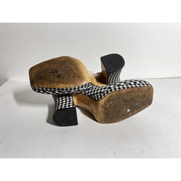 Zara EUC Black Gingham Ankle Wrap Strap 4" Heel Square Toe Shoe Size 38 7.5 US - Picture 5 of 5